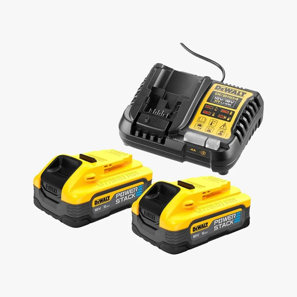 DeWalt DCB1104H2 Σετ 2 Μπαταριών Εργαλείου 18V Χωρητικότητας 5Ah Με Φορτιστή PowerStack