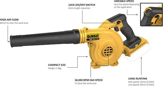 DeWalt DCV100-XJ Φυσητήρας Μπαταρίας 18V Solo – 2
