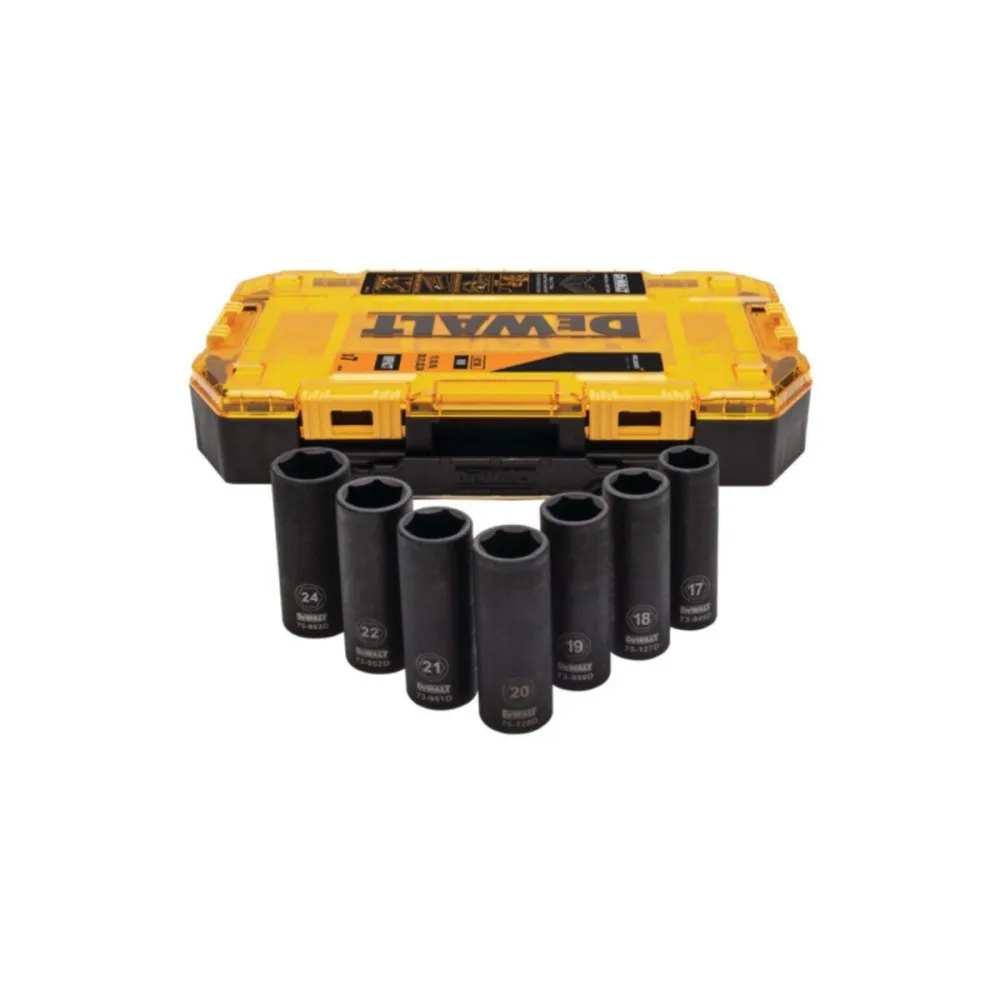 DeWalt Καρυδάκια Αέρος Μακριά Με Καρέ Υποδοχής 1/2″ Σετ 7τμχ DT70905
