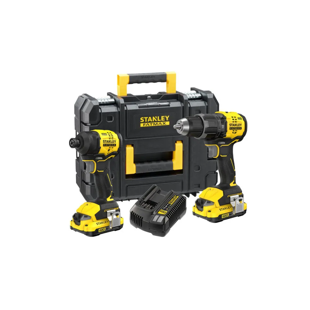 Stanley SFMCK201D2T-QW Σετ Κρουστικό Δραπανοκατσάβιδο & Παλμικό Κατσαβίδι Brushless 20V Με 2 Μπαταρίες 2Ah Και Θήκη